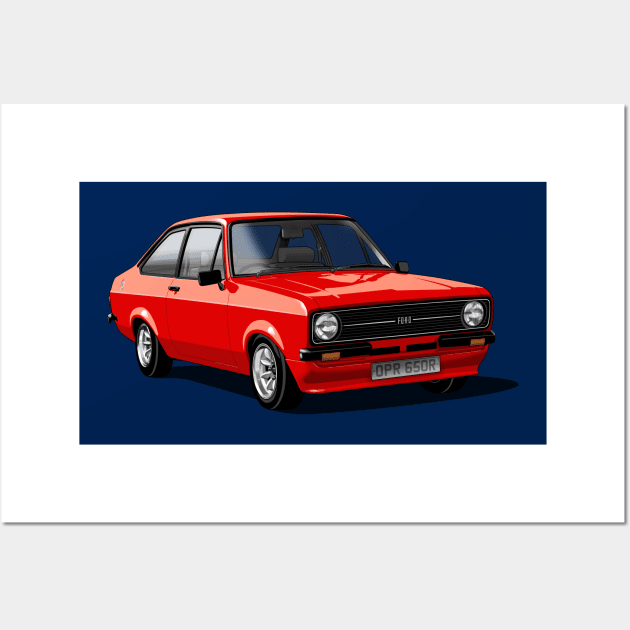 Ford Escort Mk 2 in red Wall Art by candcretro